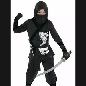 Child Silver COBRA Ninja Deluxe Cosplay Costume Set - Size Large 12-14 NWT